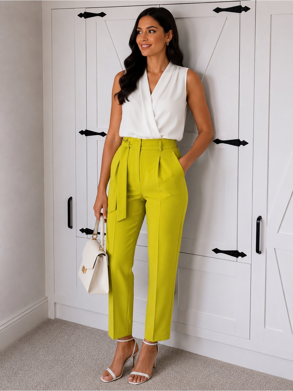 The Madie Pant High-Waist Tie-Belt Trousers